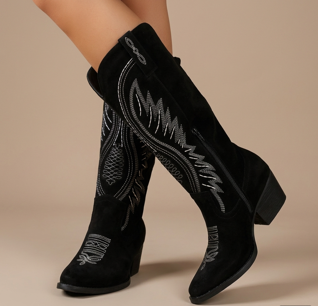 Isabelle | Women's Embroidered Cowboy Boots Pointed Toe Low Cut